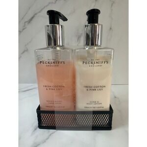 Pecksniff's England Fresh Cotton & Pink Lily Hand Wash and Lotion Set 10.1oz 2pk